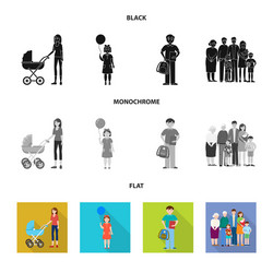 isolated object of character and avatar icon set vector image
