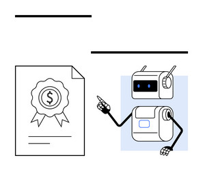 robot pointing at financial document with dollar vector image