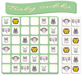 baby sudoku with colorful animals images vector