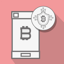 concept smartphone and circuit shield bitcoin vector image