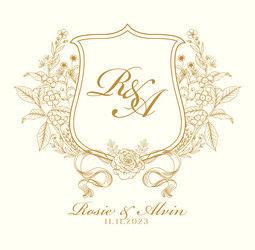 MS Wedding Monogram Crest Royalty Free Vector Image