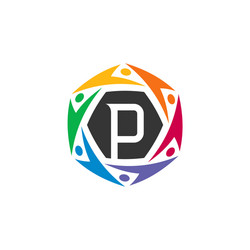 Letter p people logo Royalty Free Vector Image