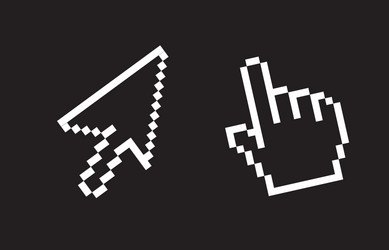white cursor pointer and hand isolated vector image