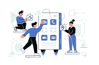 designers creating internet application vector image