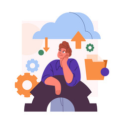 engineer man working on cloud computing settings vector image