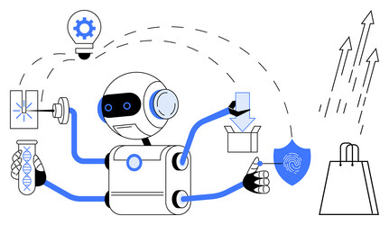 robot performing multiple tasks including dna vector image