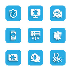 set server data web hosting system bug cyber vector image