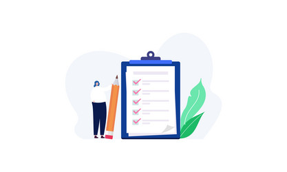 Task done business concept with tiny person vector