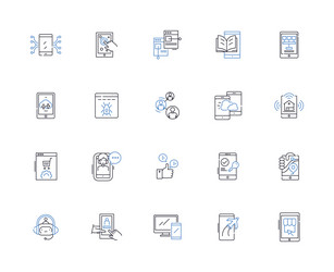 Tech gadget line icons collection smartph tablet vector