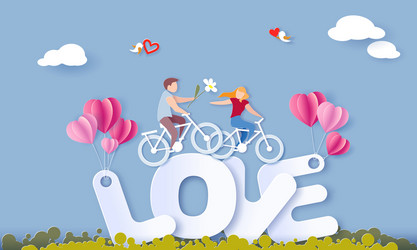 valentines day card with couple in love heart vector