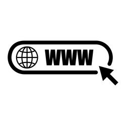 www text icon globe domain shape address bar vector image
