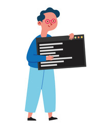 young programmer at working project vector image