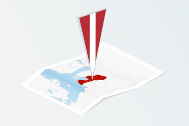 Isometric paper map of latvia with triangular vector