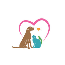 Pet Animals with Heart Vector Image