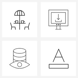 set 4 simple line icons for web and print vector image