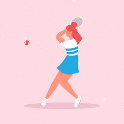 Woman playing big tennis flat Royalty Free Vector Image