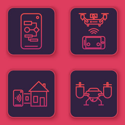 set line algorithm smart home remote aerial vector image