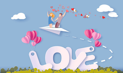 Valentines day card with couple in love heart vector