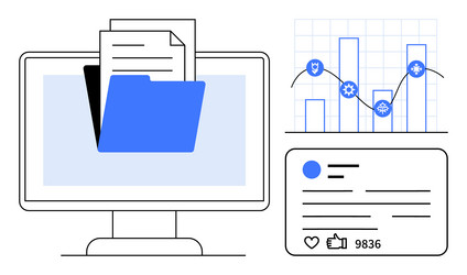 data management and analysis concepts with folder vector image