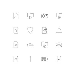Files and folders sign linear thin icons set vector