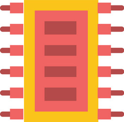 tech hardware chip computer connect flat color vector image