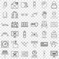 File icons set outline style vector