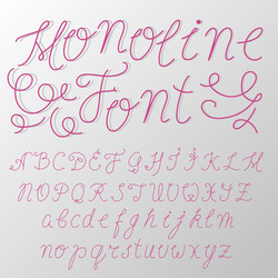 Monoline modern font script made one line vector