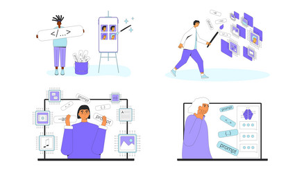 prompt engineering set artificial intelligence vector image