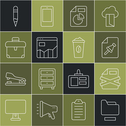 set line document folder delete file note vector image