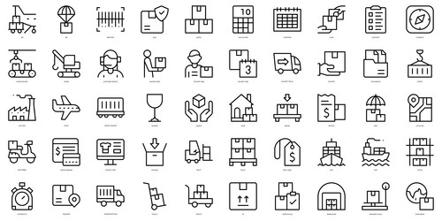 set of simple outline sharing out icons thin line vector image