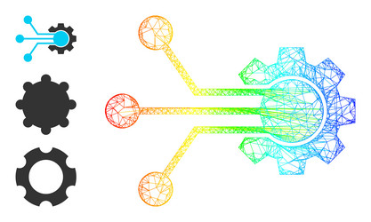 spectral gradient network mesh smart cog icon vector