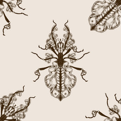 Bug phasmatodea seamless pattern vector