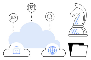 cloud computing with security global access vector image