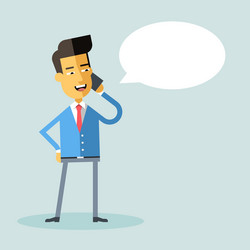 Handsome asian american manager talking on phone vector