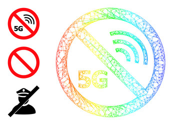 Rainbow gradient net mesh stop 5g icon vector