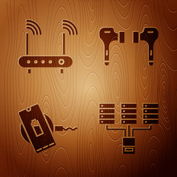 Set server data web hosting router and wi-fi vector