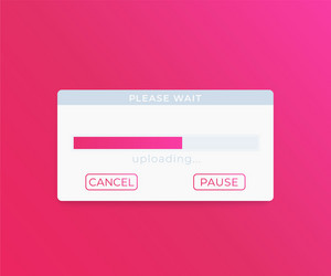 Upload window with progress bar interface vector