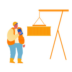freight forwarder working on container terminal vector image