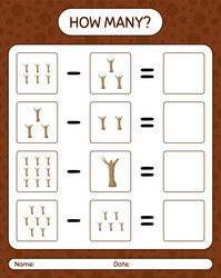 How many counting game with dead tree worksheet vector