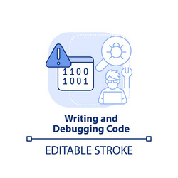 Writing and debugging code light blue concept icon vector