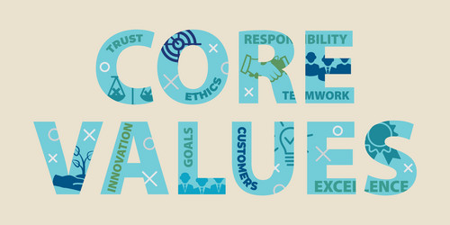 core values concept with icons and signs vector image