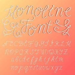 monoline modern font script made one line vector