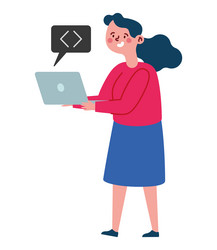 programer woman programming coding vector image