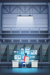 programmer in data center vector image