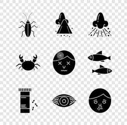 Set cockroach runny nose medicine bottle vector