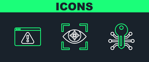 set line smart key browser with exclamation mark vector image