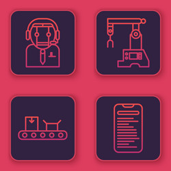set line worker robot conveyor belt vector image