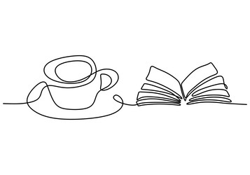 single continuous line drawing of an open book vector