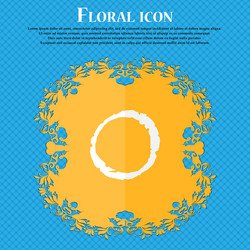 Number zero icon sign floral flat design on a blue vector