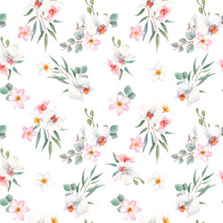Watercolor Orchid Floral Pattern Vector Image